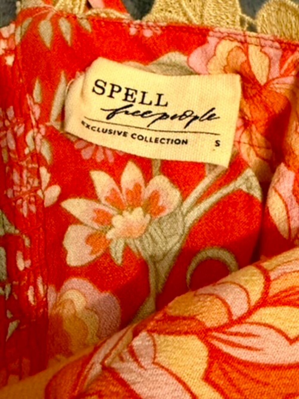Free People x SPELL Full Bloom Ruffle Soirée Dress Daylily NWT Small Rare - Picture 13 of 16